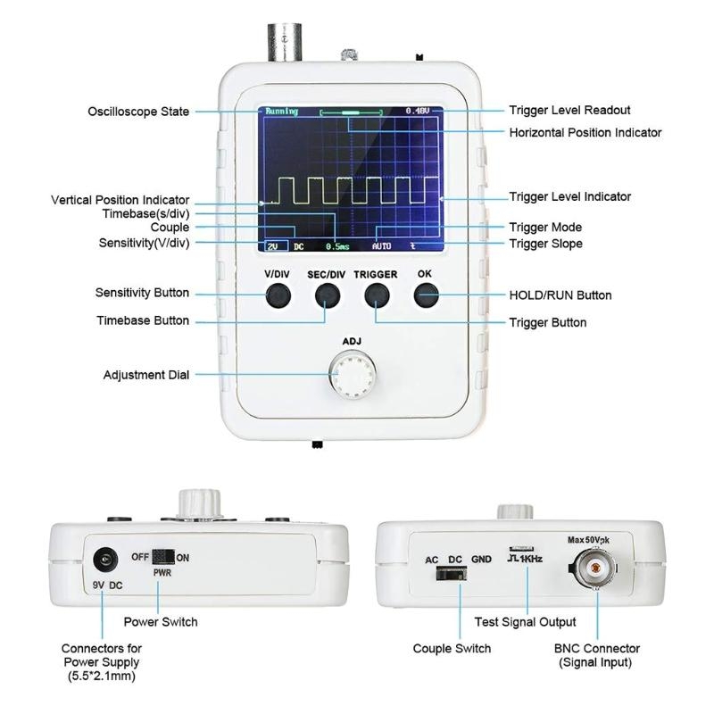 Oscilloscope Dso Mini - portátil analisador lógico osciloscópio digital mini