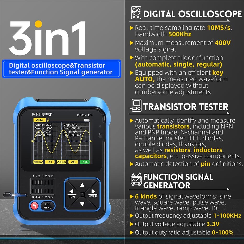 FNIRSI-Mini Osciloscópio Digit - Oscilloscope Dso Mini avaliação e preço